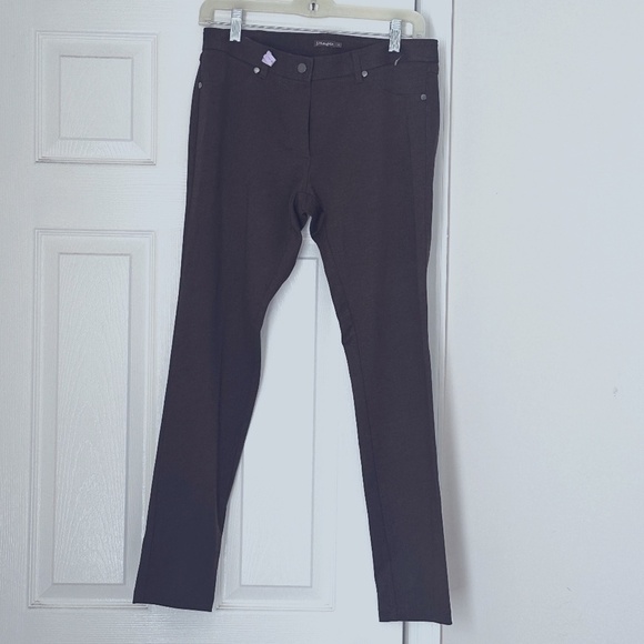 Excellent J. McLaughlin Flat Front 4 Way Stretch Brown Slim Pants Size 4 - Picture 1 of 7